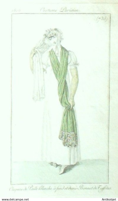 Costume Parisien 1806 # 735 (eau forte) Bonnet de taffetas
