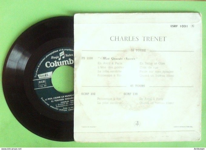 Trenet Charles 45T EP Moi j'aime le Music-Hall 1956