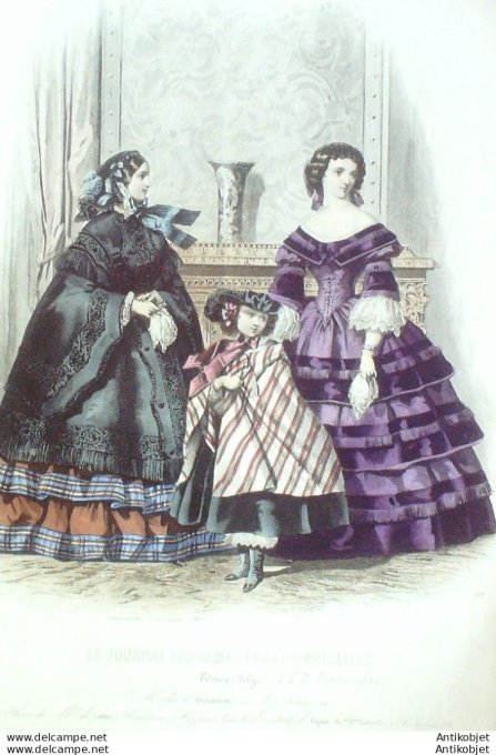 Gravure Mode J.Dames & Demoiselles 1854 # 510 (Old Fashion plate)