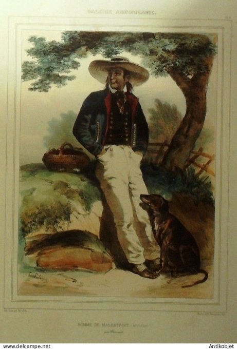 Bretagne Malestroit (56) Paysan près de Ploermel signé F.H.Lalaisse XIXème