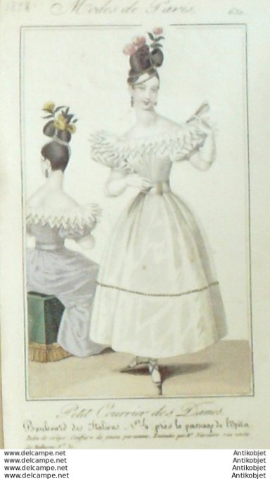 Gravure Mode Courrier des Dames 1827 #  630 (eau forte old Fashion plate)
