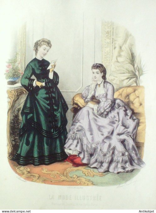 Gravure Mode illustree 1871 #  7 (Old Fashion plate)