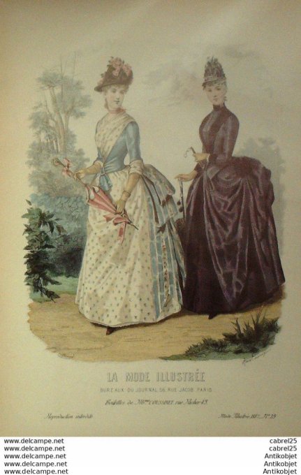 Gravure de mode La Mode illustrée 1887 n°19 (Maison Coussinet)