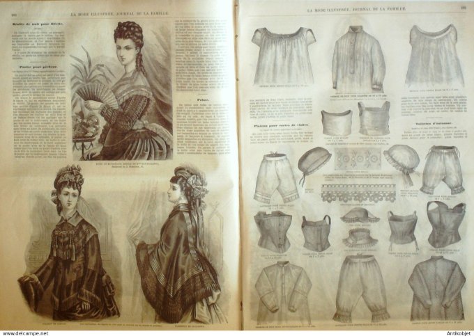 La Mode illustrée journal + gravure associée 1875 # 36