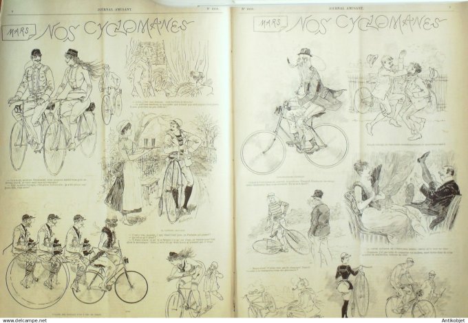 Le Journal Amusant 1891 n°1838 Nos cyclomanes nos gens de lettres comment on se chauffe