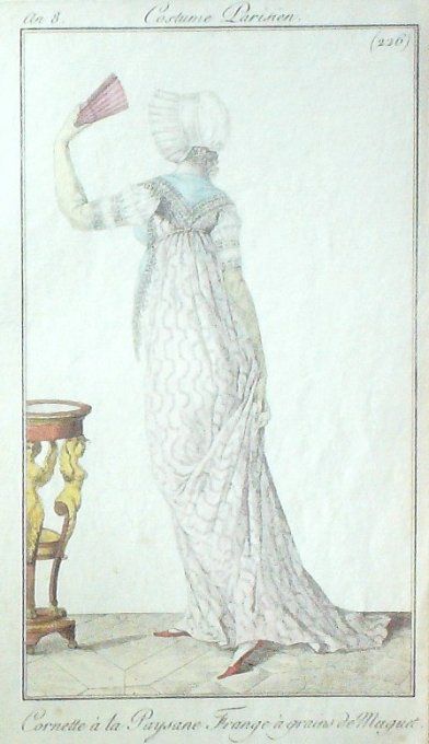 Gravure Mode Costume Parisien 1800 an  8 # 226 (eau forte old Fashion plate