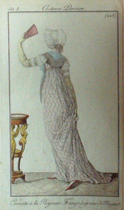 Gravure Mode Costume Parisien 1800 an  8 # 226 (eau forte old Fashion plate