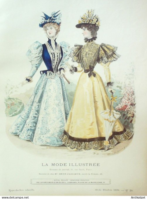 Gravure Mode illustree 1896 # 29 (Old Fashion plate) RARE