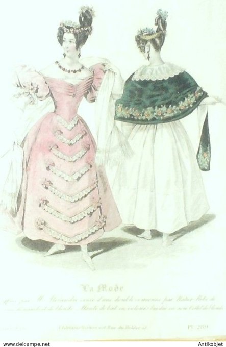 Gravure La mode 1833 # 289 (aquarelle old Fashion plate)