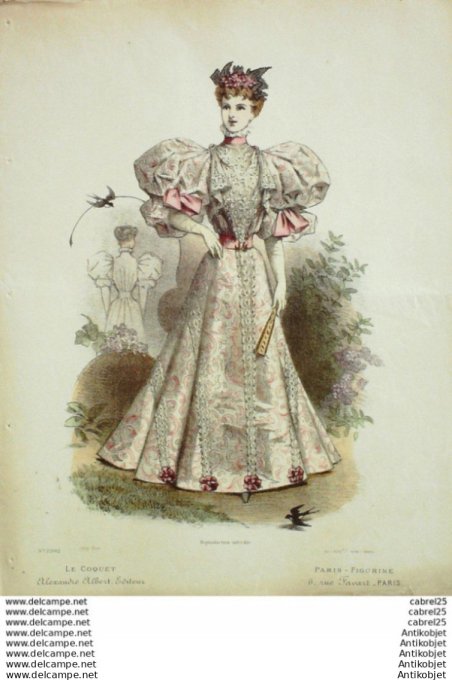 Gravure Mode Le Coquet 1895 # 15 (Old Fashion plate)