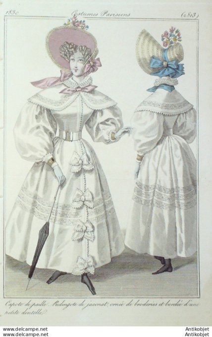 Costume Parisien 1830 # 2813 Redingote de Jaconat ornée