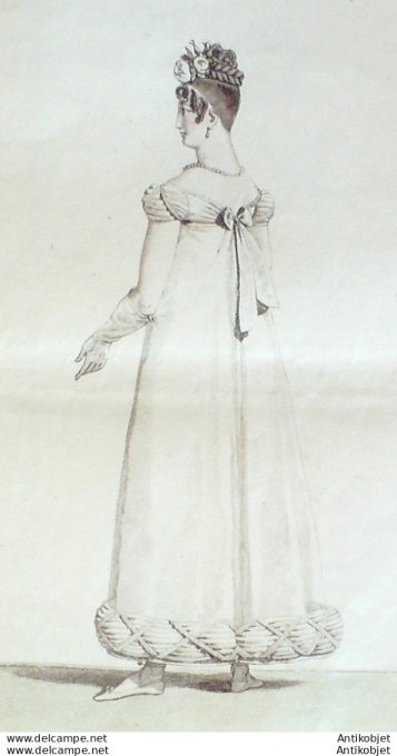 Gravure de mode Costume Parisien 1817 n°1626 Costume de bal