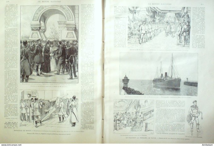 Le Monde illustré 1891 n°1786 Suisse Moenchenstein Havre (76) paquebot Touraine Moscou