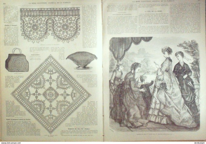 La Mode illustrée journal + gravure associée 1869 # 35