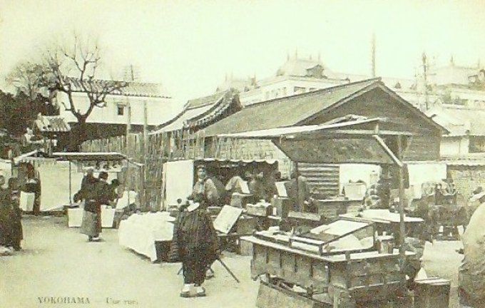 Carte Postale Japon YOKOHAMA marché 1908