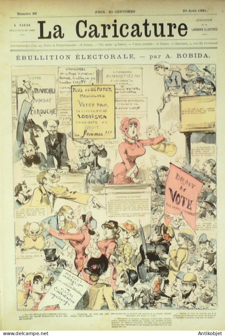 La Caricature 1881 #  86 ébulition électorale Robida Tunisie nos marins Gino