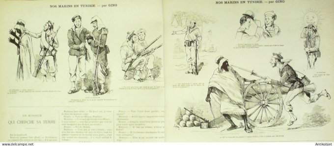 La Caricature 1881 #  86 ébulition électorale Robida Tunisie nos marins Gino