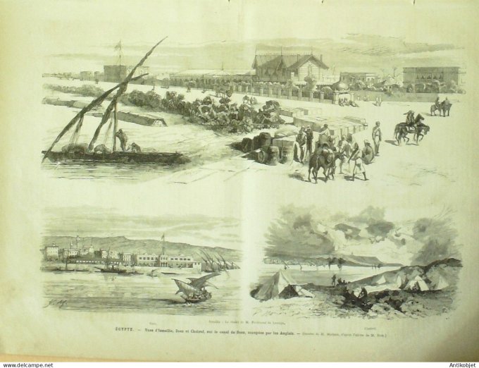 Le Monde illustré 1882 n°1326 Egypte Alexandrie Bamleh Ismallia Suez Chalouf