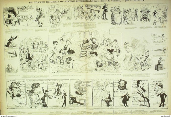 La Caricature 1881 #  86 ébulition électorale Robida Tunisie nos marins Gino