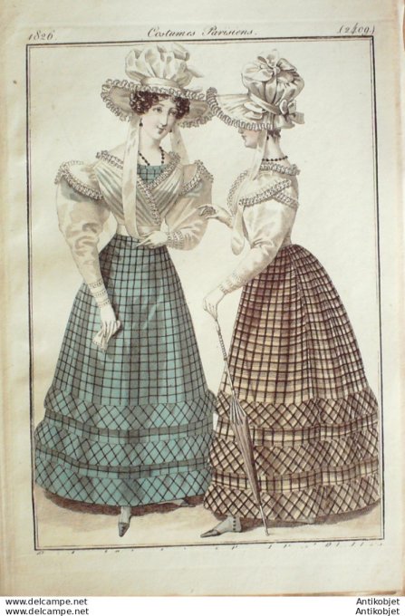 Costume Parisien 1826 # 2409 Robe de madras bodées corsage