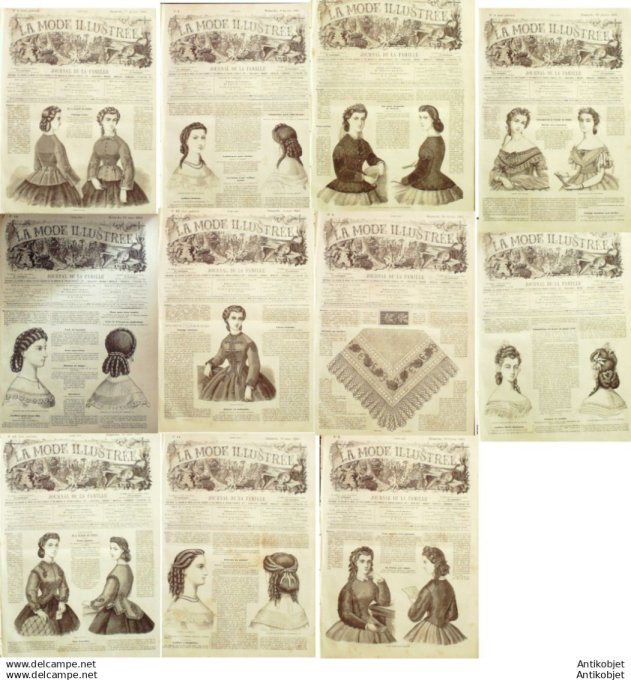 Mode illustree 1865 Lot de 11 journaux
