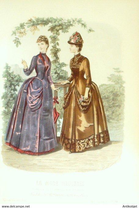 Gravure de mode La Mode illustrée 1885 n°39 (Maison Bréant-Castel)