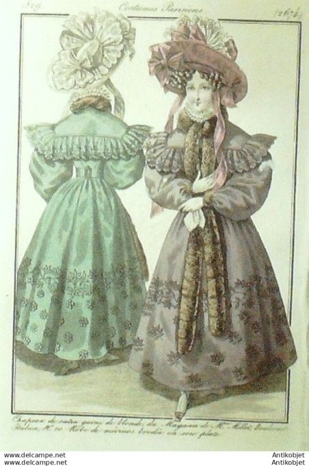Gravure Mode Costume Parisien 1829 # 2674 (eau forte old Fashion plate