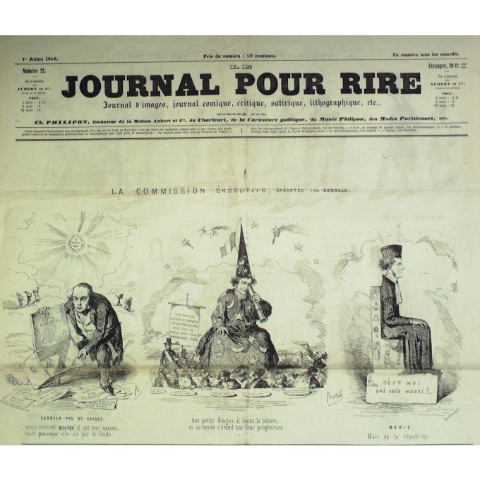 Le Journal pour RIRE 1848 n° 22 COMMUNISME DORE ORATEURS TRIBUNE ANDRIEUX COMMISSIO