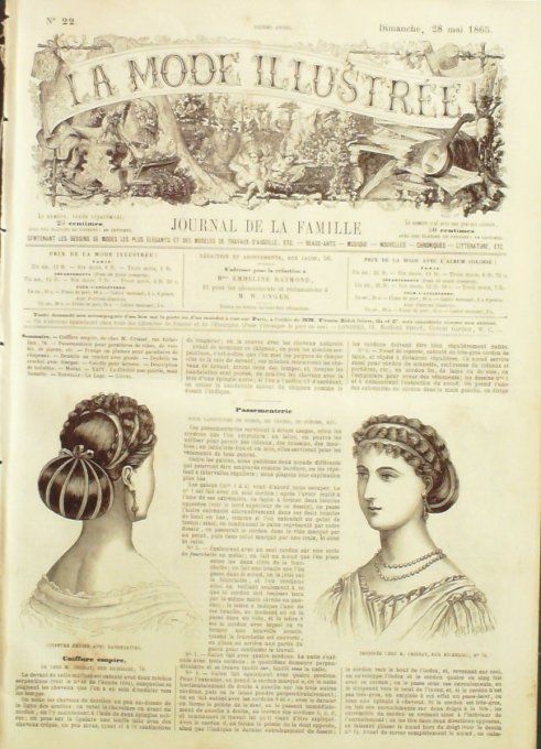 Journal Mode illustrée 1865 # 22 Coiffures Empire