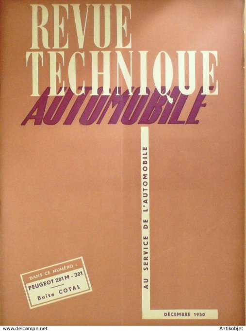 Revue Tech. Automobile 1950 Peugeot 201M 301 boîte Cotal Vaucanson Dodge