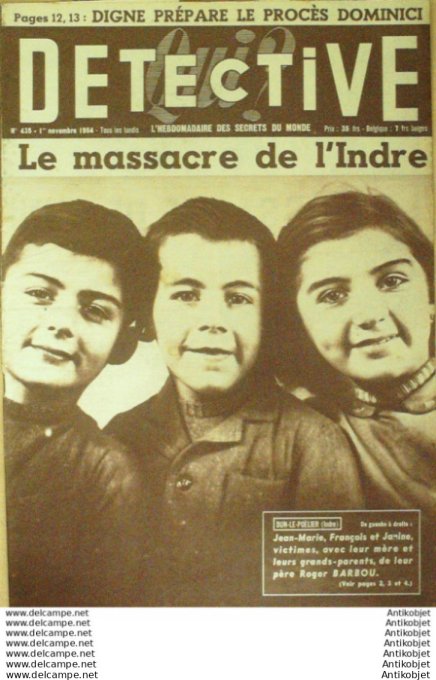 Détective 1954 # 435 Haie-en-Vertou Dun-le-Poêlier Villepart Digne Vervins