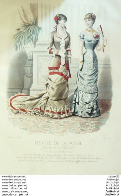 Gravure Mode La Gazette 1880 # 446 (Old Fashion plate)