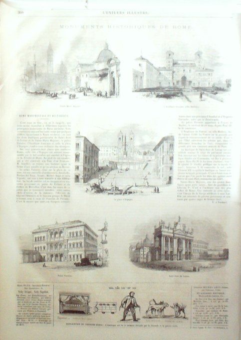 L'Univers illustré 1862 # 230 Cadix al Burnside Palais Farnèse St Jean de Latra Moine Franciscain