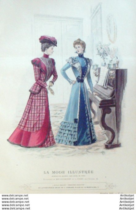 Gravure Mode illustree 1898 # 51 (Old Fashion plate) rare