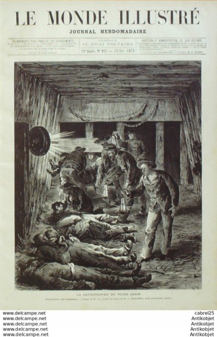 Le Monde illustré 1876 n° 983 St Etienne (42) Puits Jabin Espagne Caceres Navarre Election 140 Senat