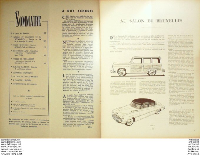 R.T Automobile Renault 4cv Dodge Marchal 47 # 1950