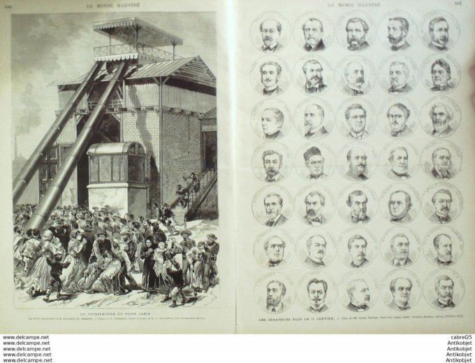 Le Monde illustré 1876 n° 983 St Etienne (42) Puits Jabin Espagne Caceres Navarre Election 140 Senat