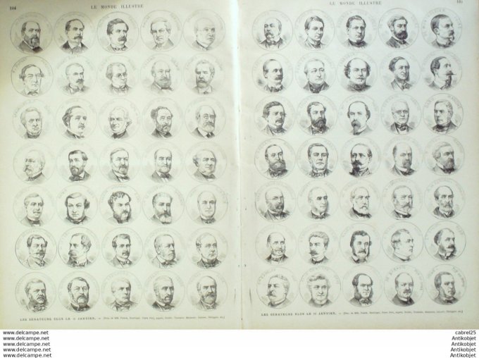 Le Monde illustré 1876 n° 983 St Etienne (42) Puits Jabin Espagne Caceres Navarre Election 140 Senat