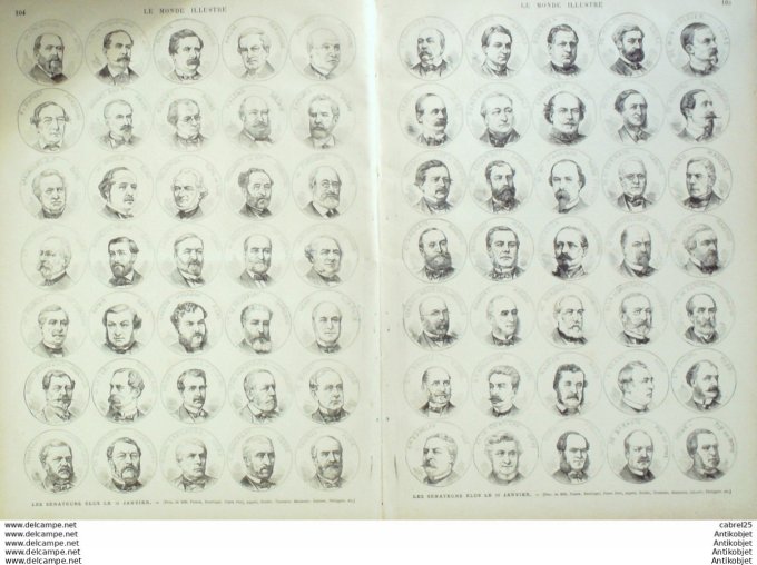 Le Monde illustré 1876 n° 983 St Etienne (42) Puits Jabin Espagne Caceres Navarre Election 140 Senat