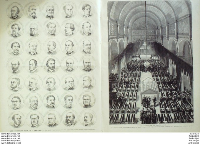 Le Monde illustré 1876 n° 983 St Etienne (42) Puits Jabin Espagne Caceres Navarre Election 140 Senat