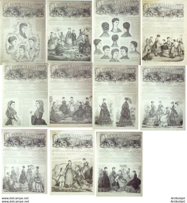 Mode illustree 1869 Lot de 11 journaux