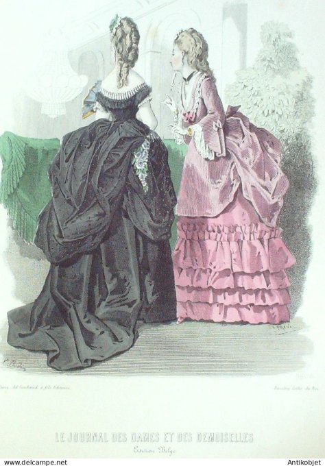 Gravure Mode J.Dames & Demoiselles 1862 # 980 (Old Fashion plate)