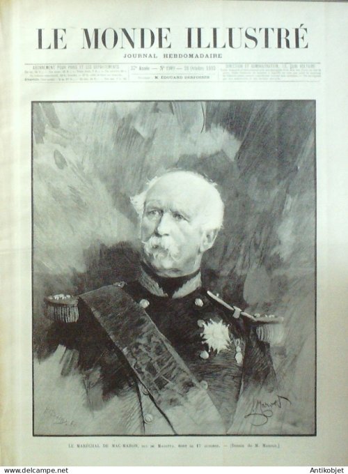 Le Monde illustré 1893 n°1909 Funérailles Mac-Mahon fêtes Franco-Russes