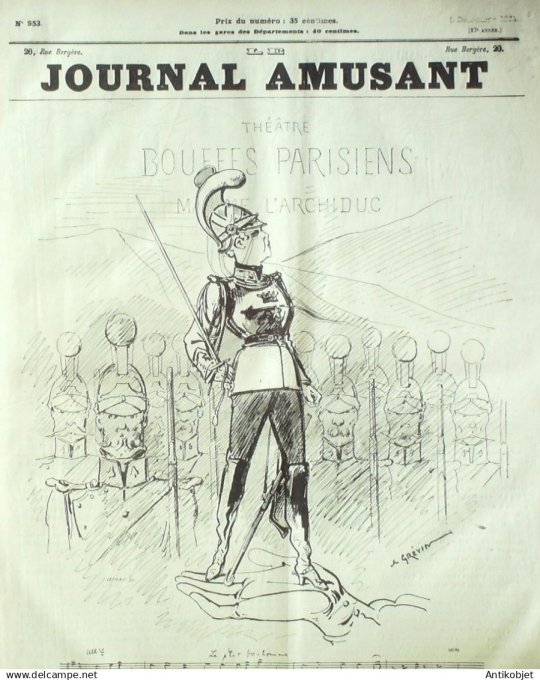Le Journal Amusant 1874 #  953 Bouffes parisiens Mme l'Archiduc par Grevin costumes,