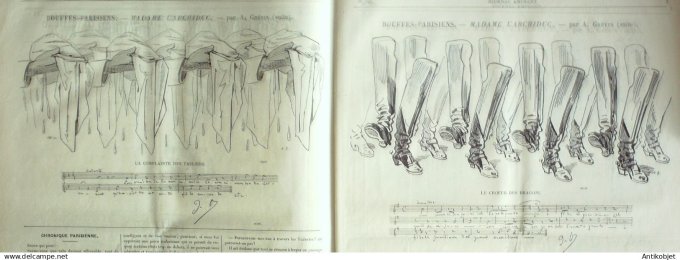 Le Journal Amusant 1874 #  953 Bouffes parisiens Mme l'Archiduc par Grevin costumes,