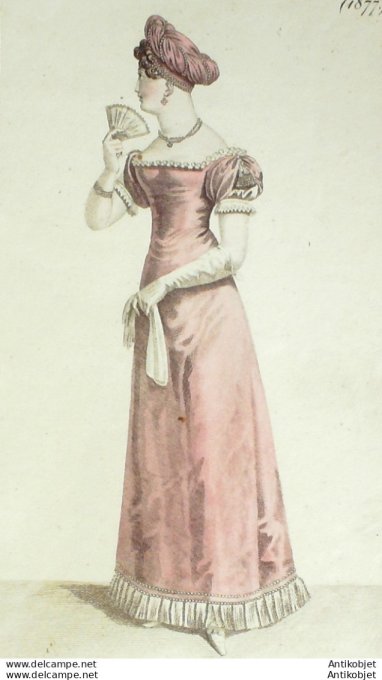Costume Parisien 1820 # 1877 Robe velours perles franges