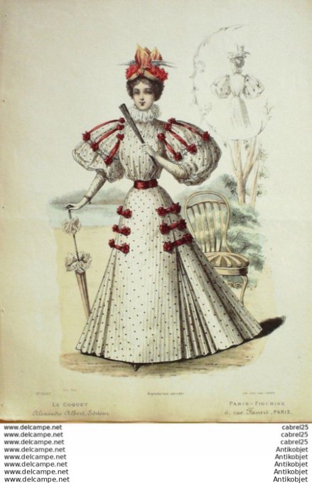 Gravure Mode Le Coquet 1895 # 26 (Old Fashion plate)