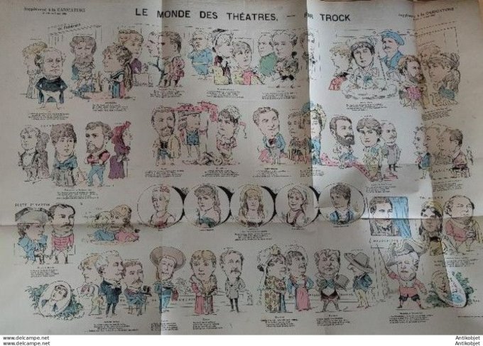 La Caricature 1885 #279 Monde théâtral Trock billet d'auteur