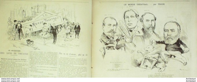 La Caricature 1885 #279 Monde théâtral Trock billet d'auteur