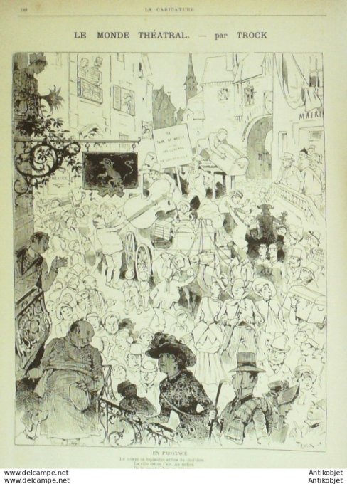 La Caricature 1885 #279 Monde théâtral Trock billet d'auteur